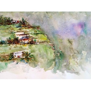 Ejaz Khan, 11 x 15 Inch, Water Color on Paper, Abstract Painting, AC-EJK-004